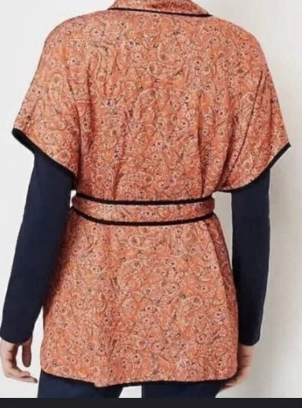 J Jill Orange and Blue Kimono Top Size XL 100% Viscose